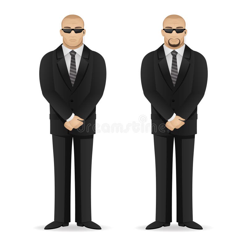 Bodyguard Stands In Closed Pose Stock Vector Illustration of muscular
