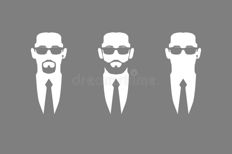 Three bodyguards in gray royalty free illustration Three bodyguards in gray royalty free illustration