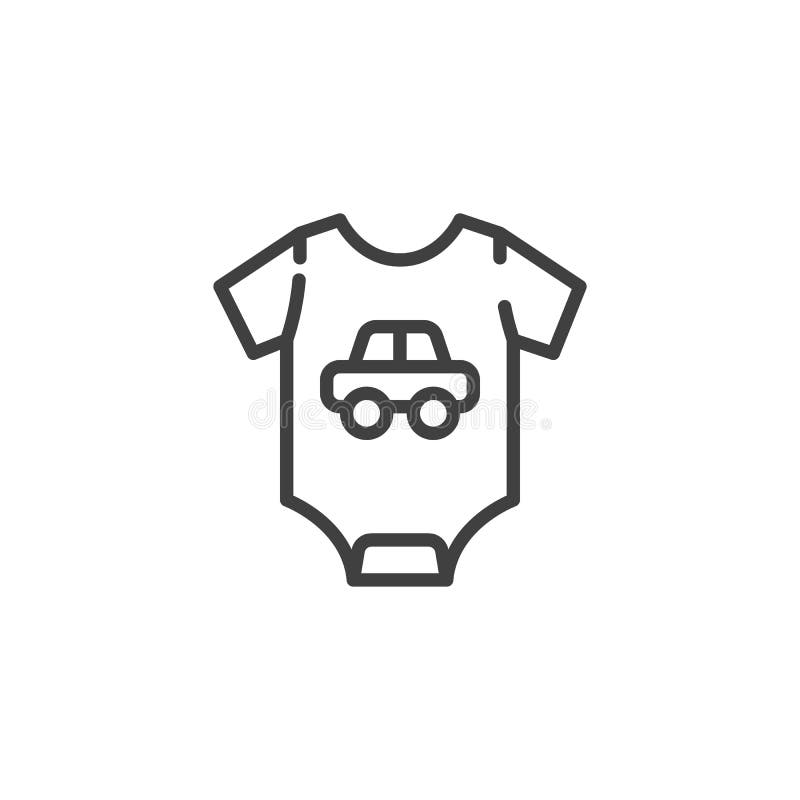 Bodysuit одежду ребенка с линией значком машины иллюстрация штока
