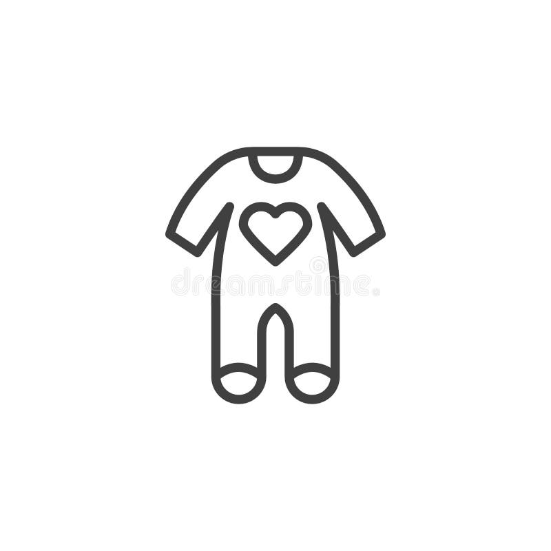 Bodysuit одежды ребенка с линией сердца значком иллюстрация вектора