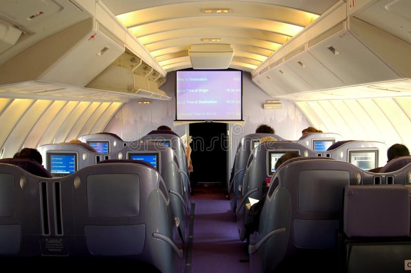 Boeing 747 Business Class Cabin royalty free stock photos