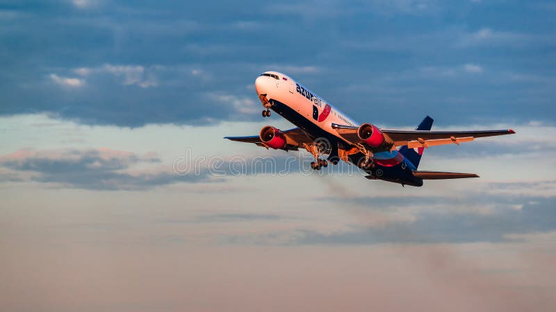 Boeing 767 AzurAir Airlines take off from airport