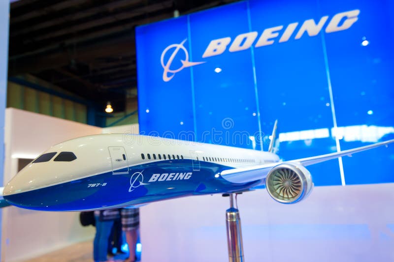 Boeing 787 Dreamliner-model in Singapore Airshow 2014 stock fotografie Boeing 787 Dreamliner-model in Singapore Airshow 2014 stock fotografie