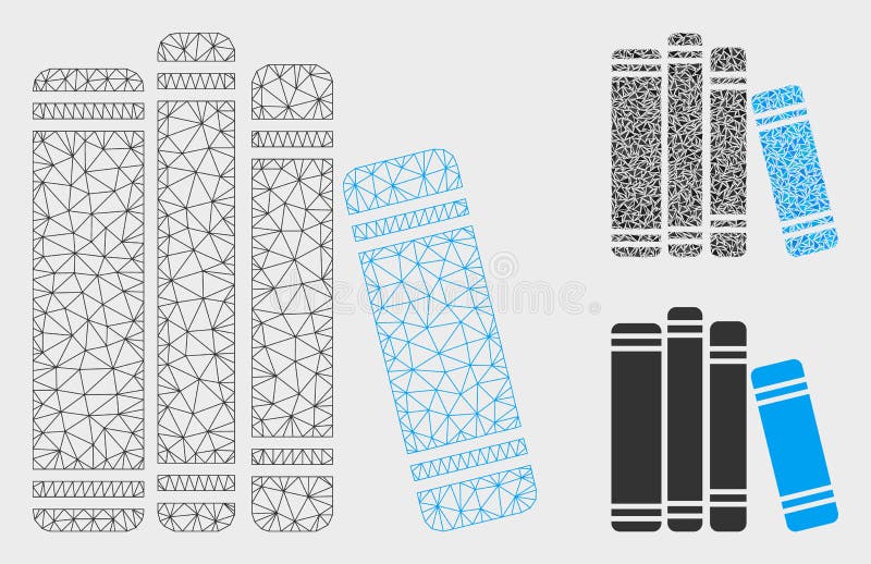 Boekbibliotheek Vector het Mozaïekpictogram van Mesh Wire Frame Model en van de Driehoek stock illustratie Boekbibliotheek Vector het Mozaïekpictogram van Mesh Wire Frame Model en van de Driehoek stock illustratie