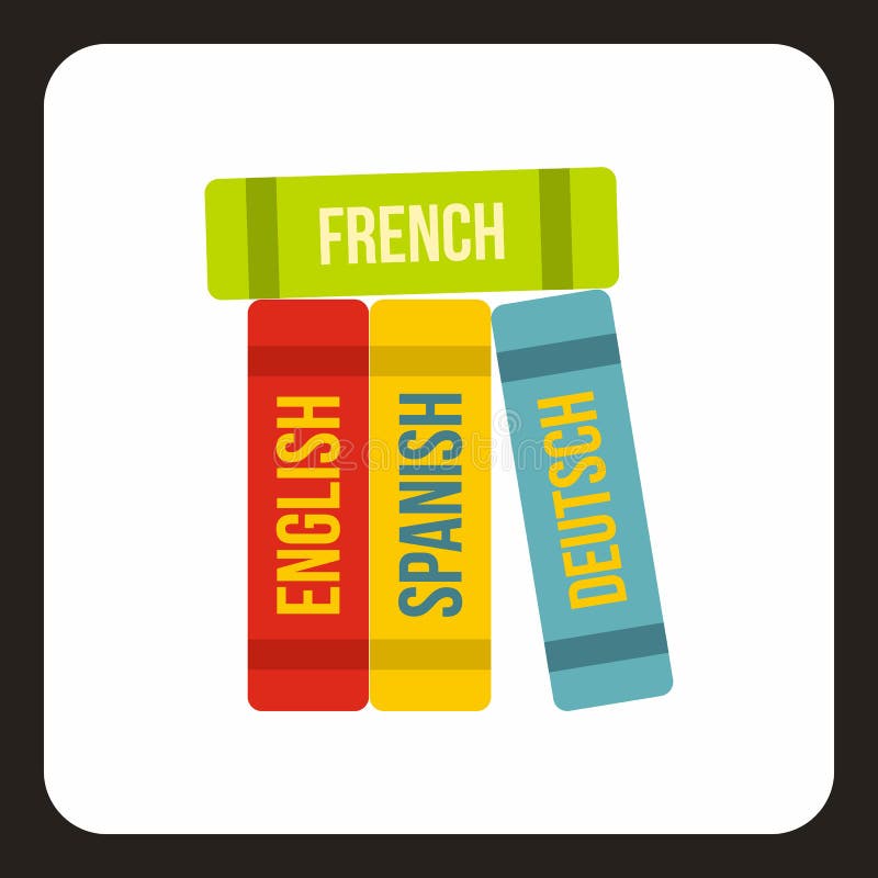 Boeken van vreemde talenpictogram, vlakke stijl vector illustratie Boeken van vreemde talenpictogram, vlakke stijl vector illustratie