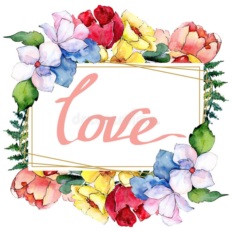 Boeketten bloemen botanische bloemen Waterverf achtergrondillustratiereeks Het vierkant van het het kristalornament van de kaderg stock illustratie Boeketten bloemen botanische bloemen Waterverf achtergrondillustratiereeks Het vierkant van het het kristalornament van de kaderg stock illustratie