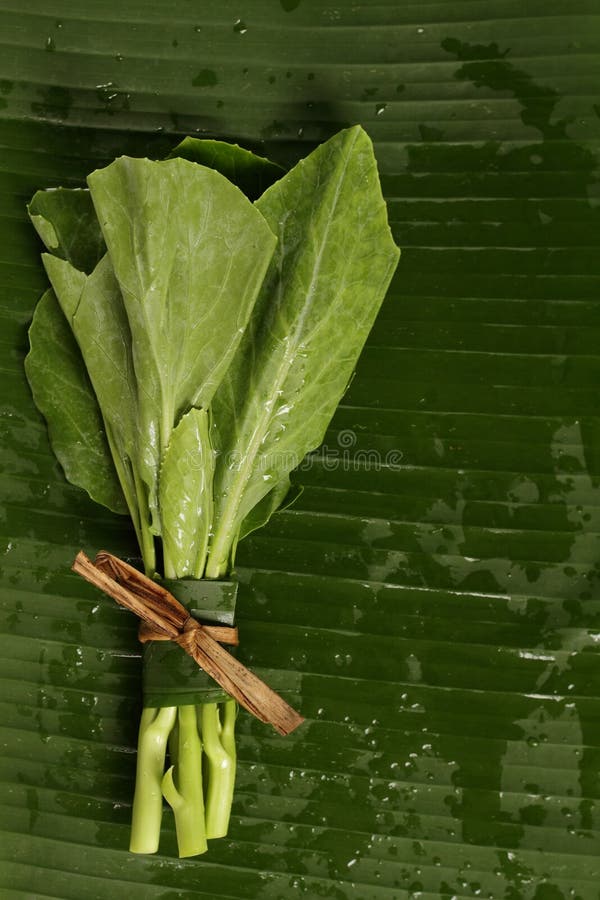 Kale on banana leaves. Kale on banana leaves.