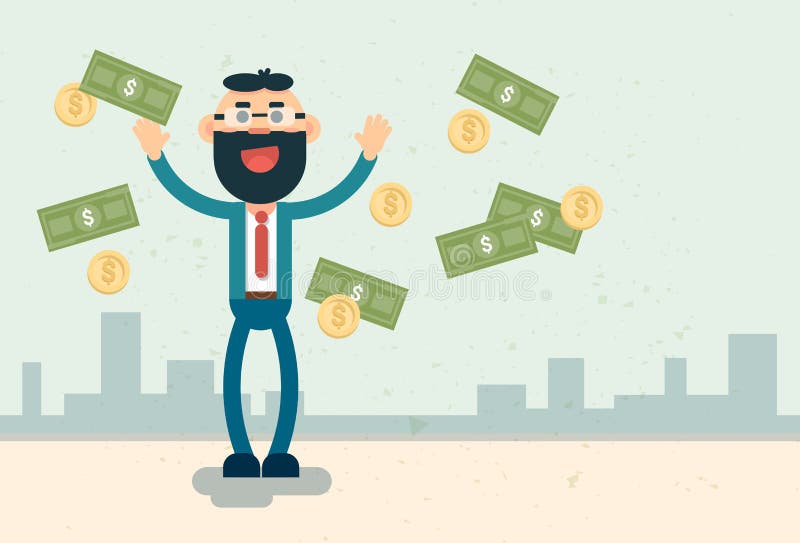 Bogaty Biznesowego mężczyzna rzutu pieniądze finanse sukces ilustracja wektor Bogaty Biznesowego mężczyzna rzutu pieniądze finanse sukces ilustracja wektor