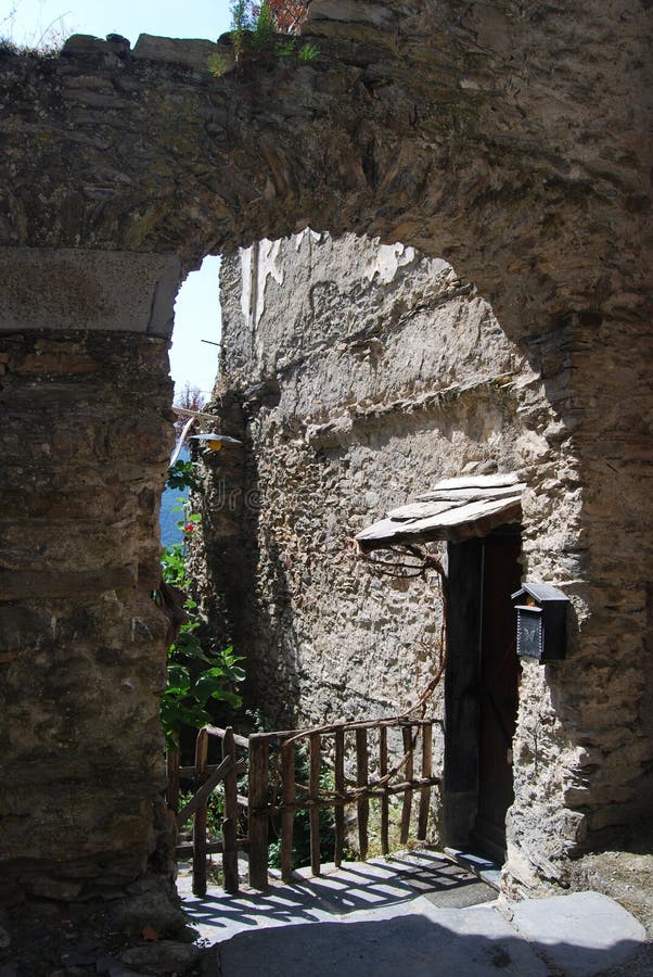 An arch of stone in Triora in Liguria, a medioeval village historically associated with witches. An arch of stone in Triora in Liguria, a medioeval village historically associated with witches