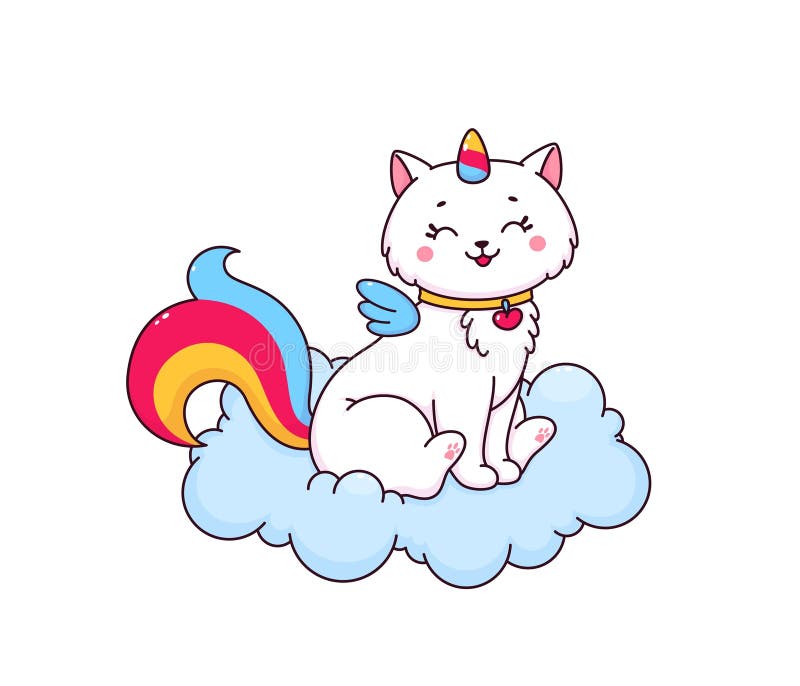 Bohaterka katicorn na fluffy cloud royalty ilustracja