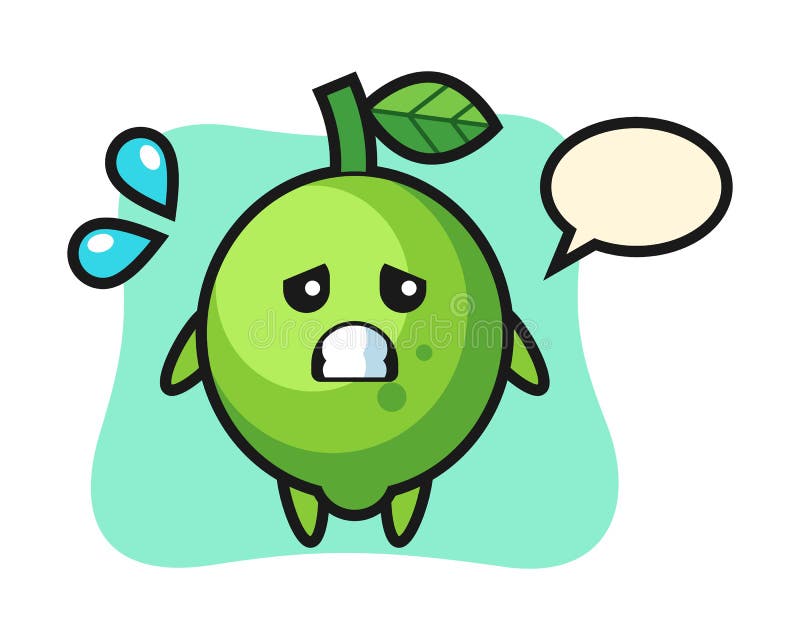 Bohaterka lime mascot z gestem strachu ilustracji