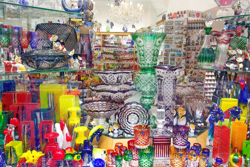 Bohemian Crystals Glass - Prague, Czech Republic stock images