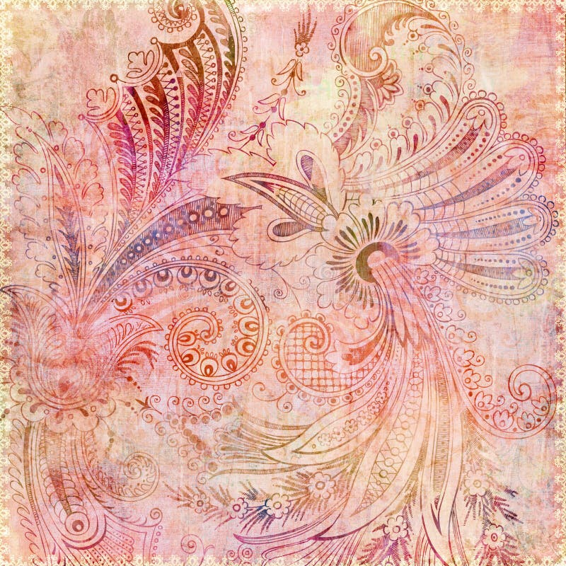Bohemian Gypsy Pink Floral Background