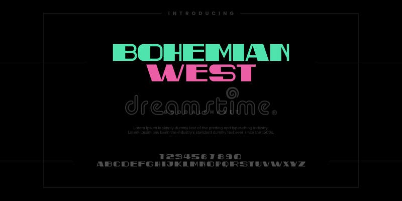 Bohemian West Abstract minimal modern alphabet fonts vector illustration stock illustration