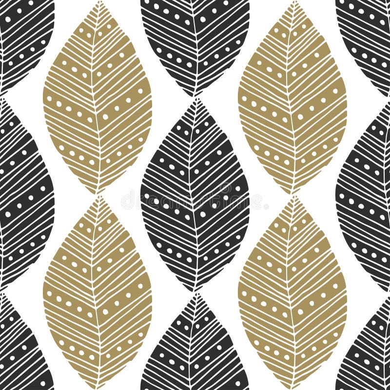 Bohemisk sömlös modell med svarta och guld- etniska sidor Vektortextilprovkarta eller förpackande design stam- design vektor illustrationer Bohemisk sömlös modell med svarta och guld- etniska sidor Vektortextilprovkarta eller förpackande design stam- design vektor illustrationer