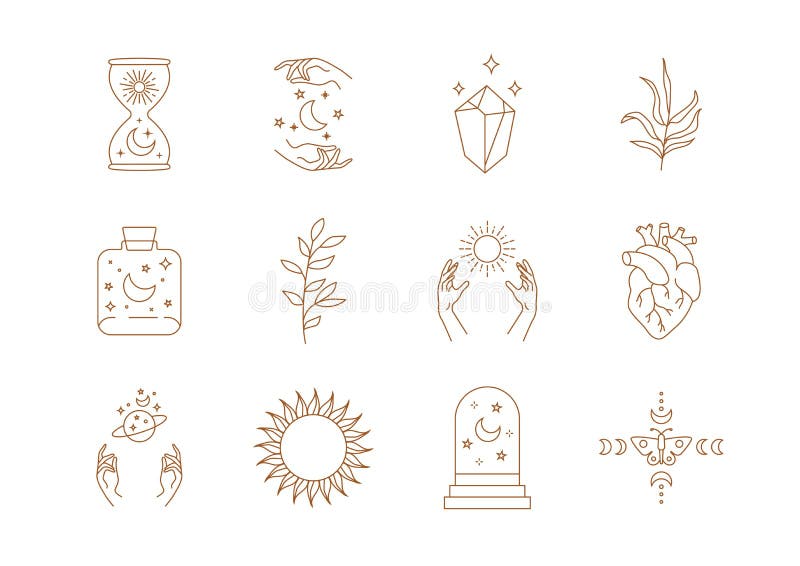 Boho Doodle Mãos Místicas. ícones Esotéricos Desenhados à Mão, Logotipo  Feminino Simples, Com Cobra Solar Lua. Ilustração Vetorial Ilustração do  Vetor - Ilustração de toque, rabisco: 193983076