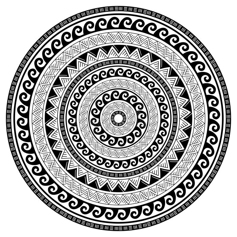 Polynesian Hawaiian Tattoo Style Mandala Vector Design, Boho Tribal ...