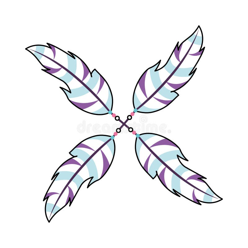 Boho Style Decorative Feathers Stock Vector Illustration of design