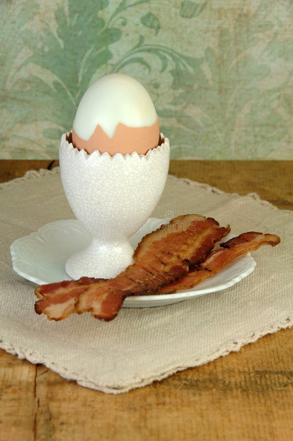 Boiled Brown Egg and Bacon