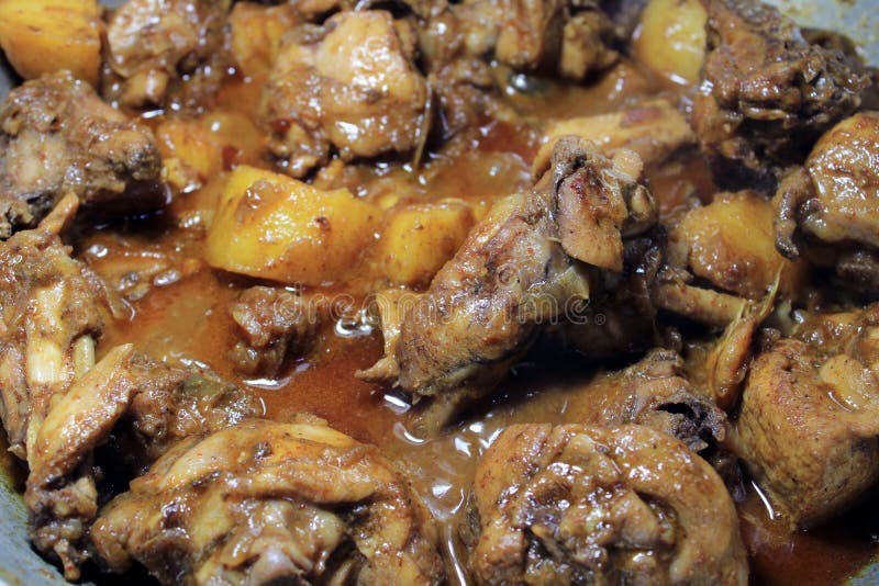 Boiled Chicken Broth. Hot and Spicy Chicken Curry Stock Photo - Image