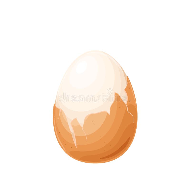 Boiled chicken egg, half peeled stock illustration