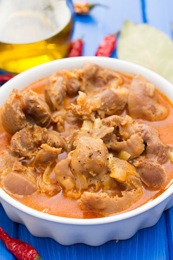 Boiled Chicken Gizzards with Vegetables on Bowl Stock Photo Image of