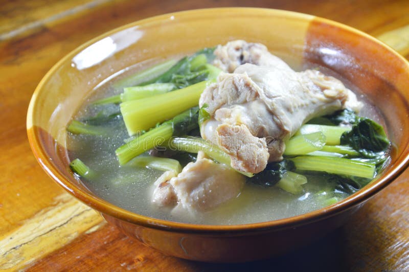 Boiled Chinese Cabbage with Chicken Leg Soup on Bowl Stock Image Image of bone, meat 74995991