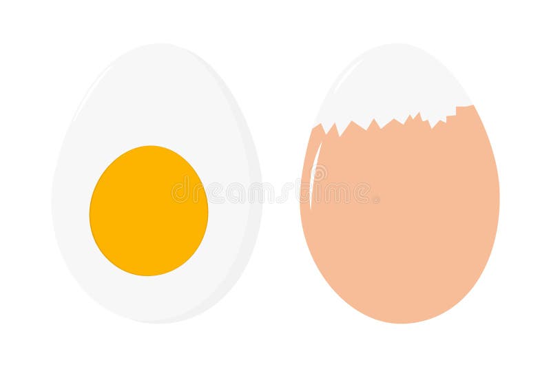 Boiled cleaned and half egg with yolk. Egg Day greeting or Thematic cards design element idea Set 2 vector illustration