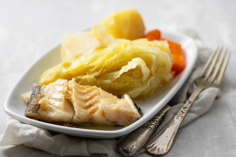Fish with Boiled Vegetables and Egg on White Dish Stock Photo Image of delicious, potato