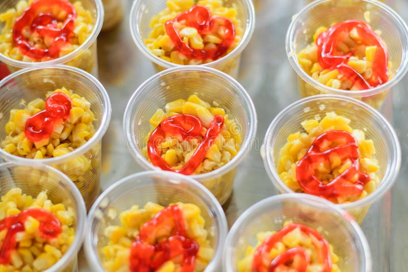 Boiled Corn in Plastic Cups Stock Photo Image of thailand, prepared