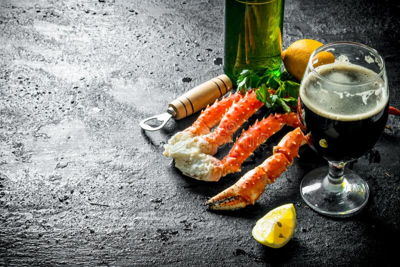 Boiled crab with beer stock photo. Image of delicacy 150497788