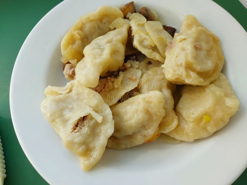 Boiled Dumplings from Dough and Meat Filling Stock Photo Image of