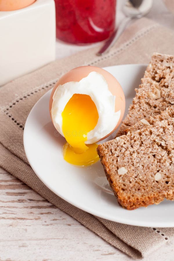 Boiled Egg, Bread and Jam for Breakfast Stock Photo Image of culinary