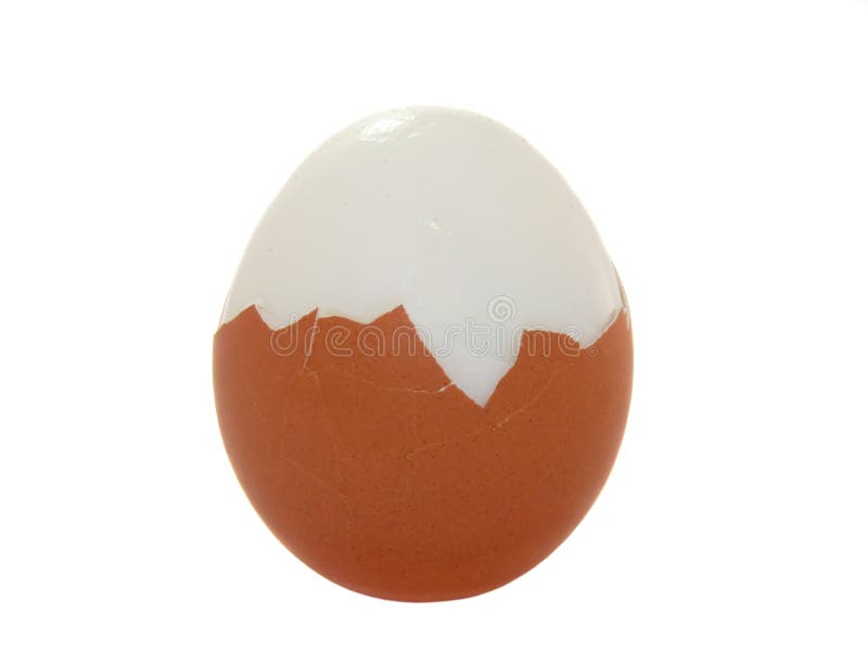 Boiled egg is half cleared stock images