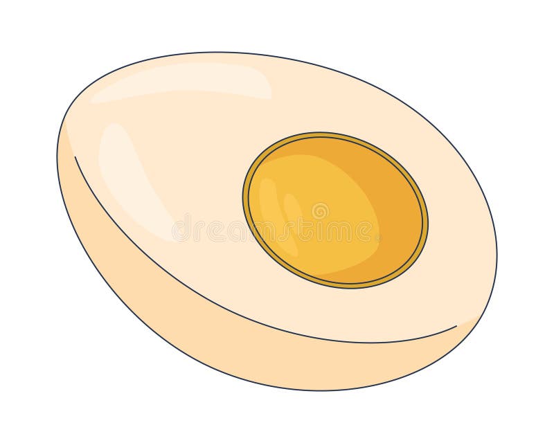 Boiled egg half 2D cartoon object vector illustration