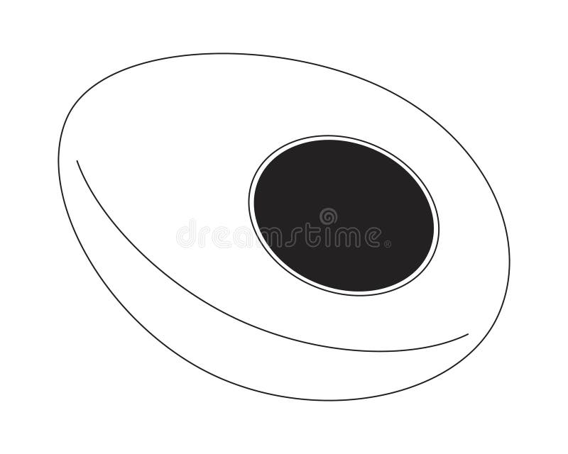 Boiled egg half 2D line object stock illustration