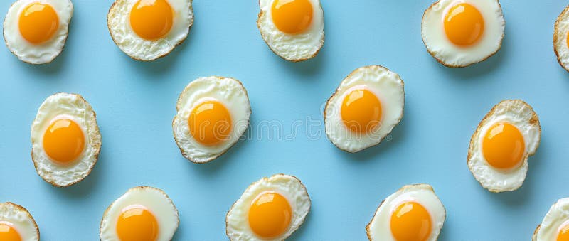 Boiled egg pattern on a blue backdrop, minimal design with plenty of space for copy royalty free stock photography