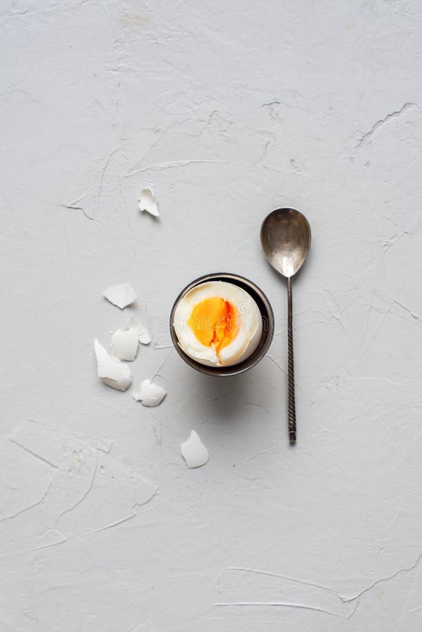 Boiled Egg Support Teaspoon Shell Top View Vintage Stock Image Image