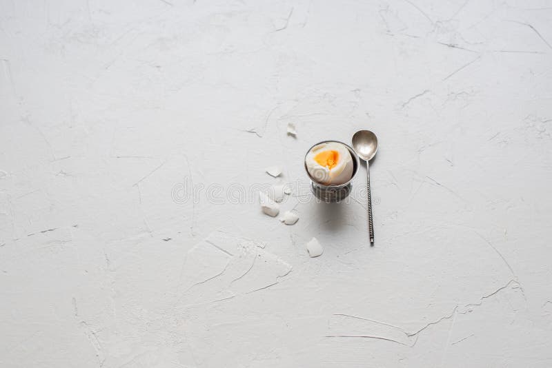 Boiled Egg Support Teaspoon Shell Top View Vintage Stock Photo Image