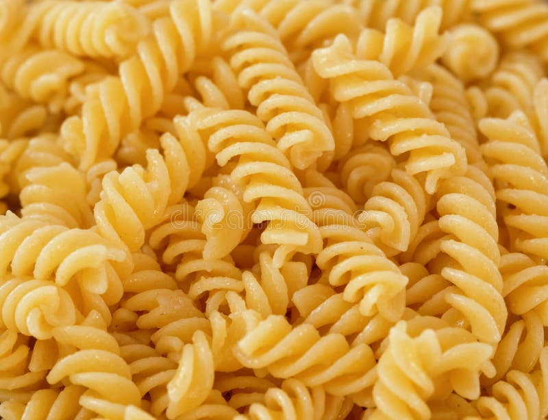 Boiled Gluten Free Fusilli Pasta Made of Corn and Rice Stock Photo