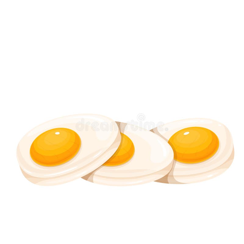 Boiled, half, sliced chiken eggs stock illustration