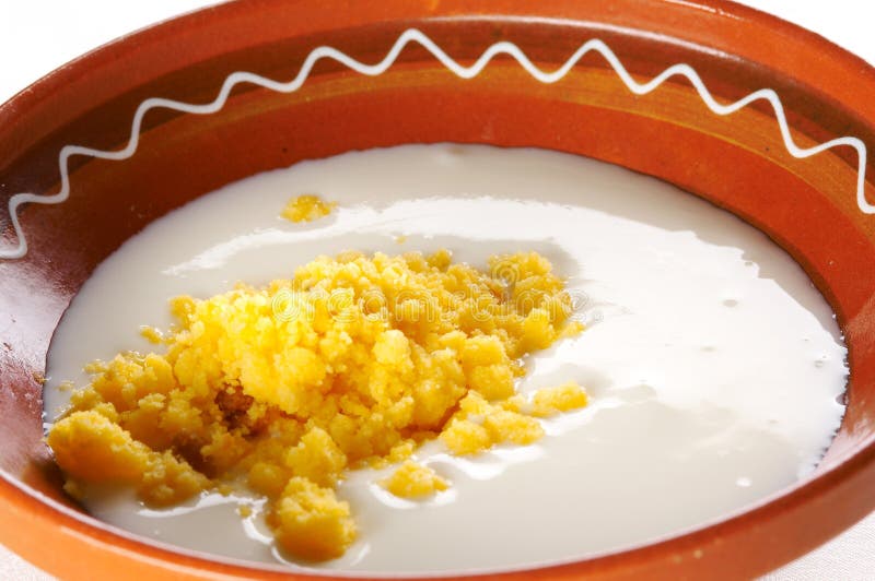Polenta with milk stock photo. Image of milk, macro, health 19315152