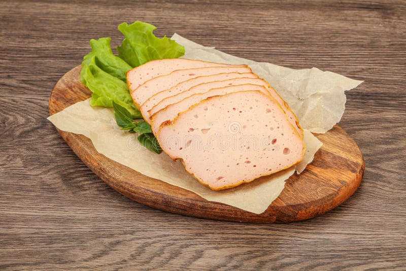 Boiled Pork Sausage Over Board Stock Photo Image of cutting, sausage