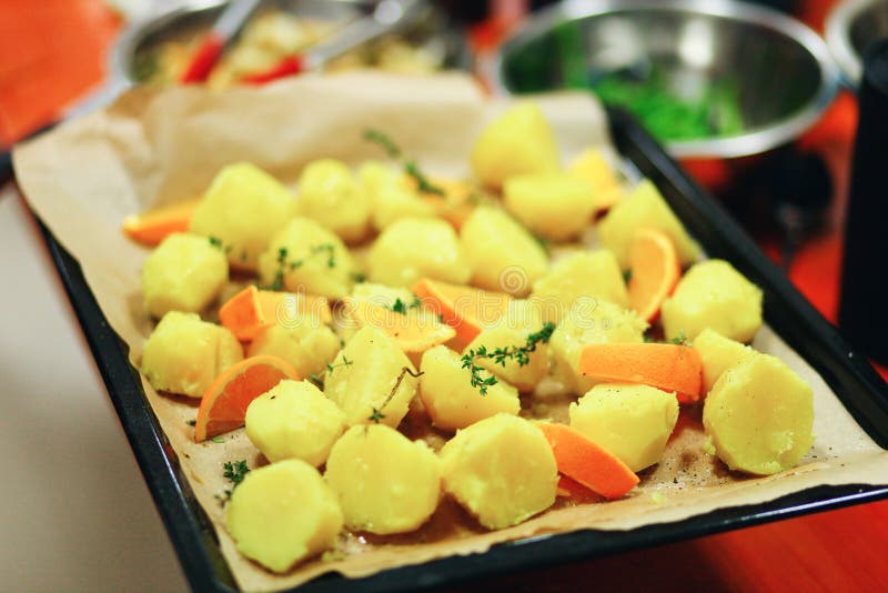 The boiled potato. stock image. Image of seasoning, slice 69605639