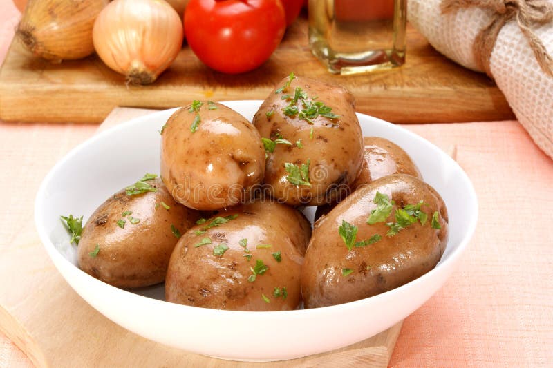 Boiled Potatoes with Parsley in a Bowl Stock Image Image of boiled