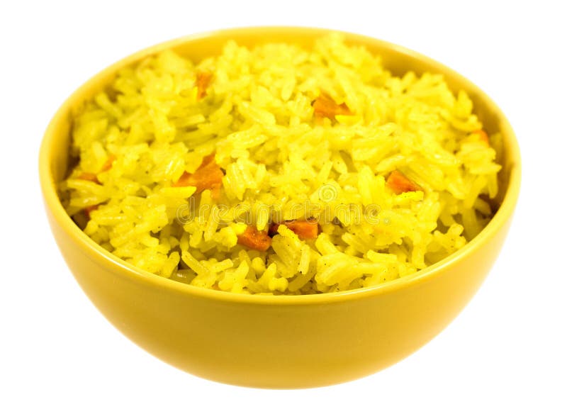 Boiled Saffron Rice With Vegetables In Yellow Bowl Stock Photo Image