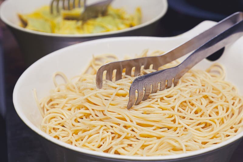 Boiled Spaghetti stock image. Image of plain, basil, closeup - 68296729