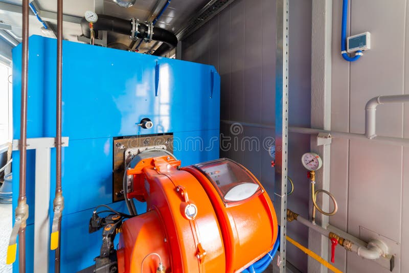 Boiler Room Equipment High Power Boiler Burner Stock Image Image of