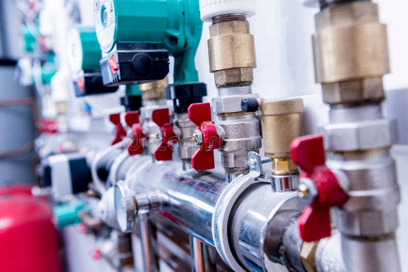 Boiler Room Equipment for Modern Heating System Stock Image Image of