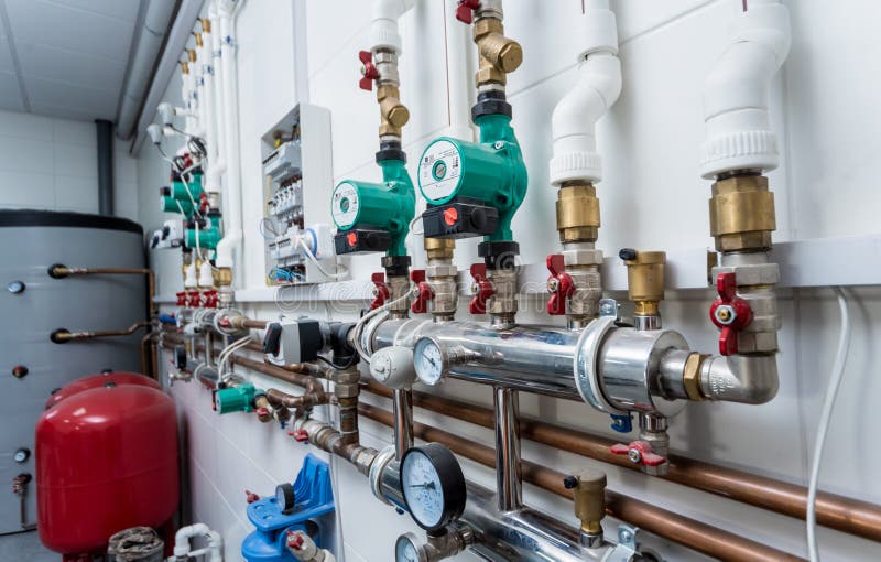 Boiler Room Equipment for Modern Heating System Stock Photo Image of